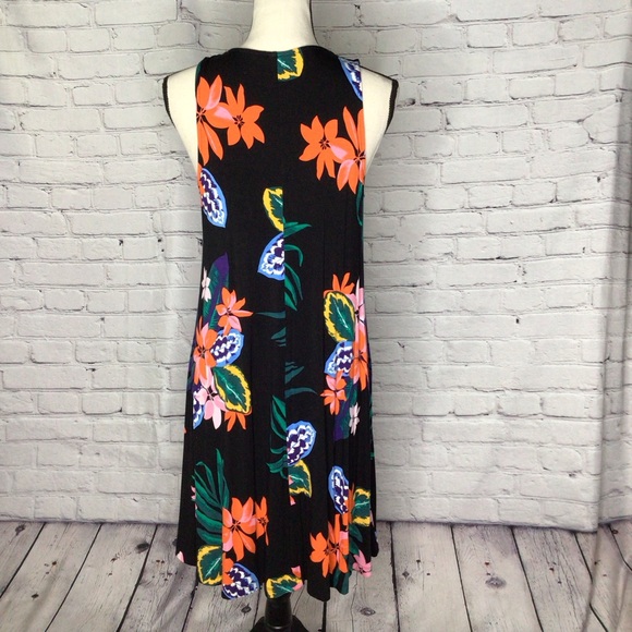 Old Navy Black Floral Sleeveless Swing Dress Medium - Picture 7 of 15